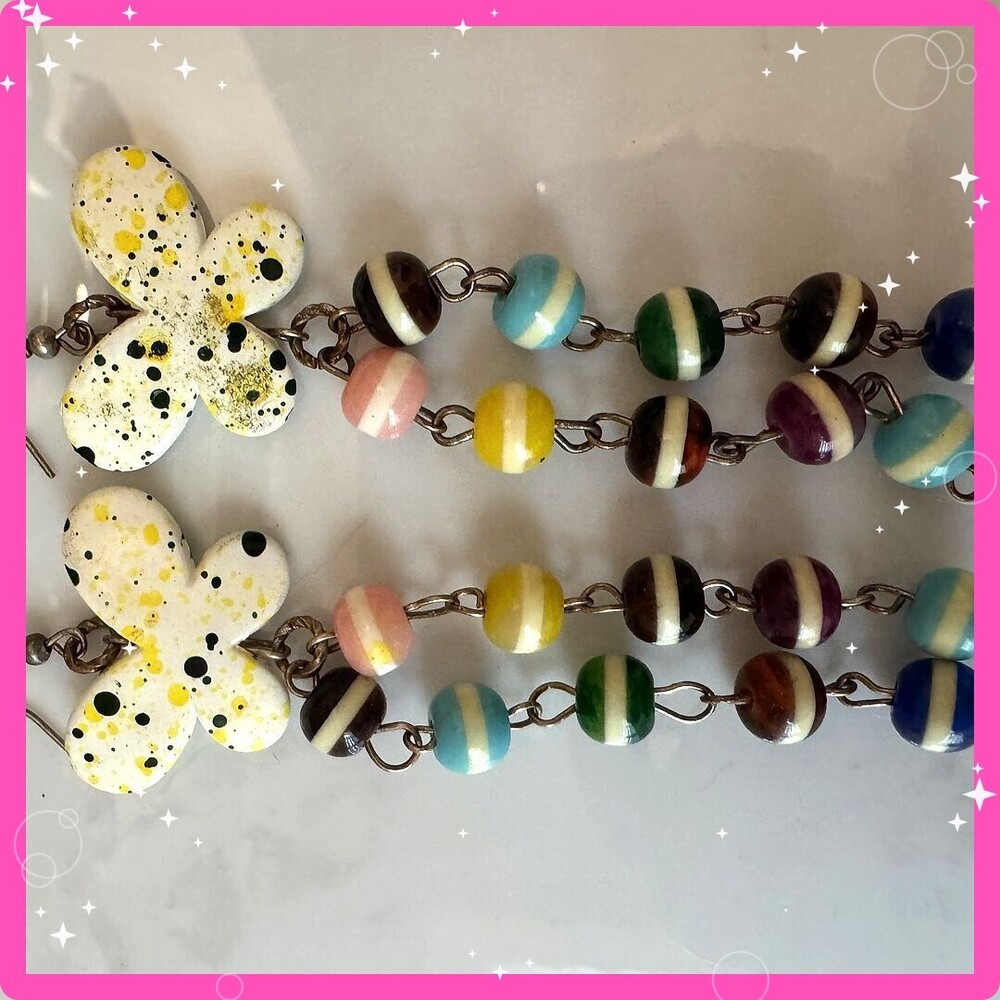 ⚜️ Vintage Lot | Ceramic Butterfly Beads Earrings | Resell Wear 🩷